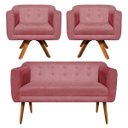 Ver imagem 1 de Kit Namoradeira 02 Lugares e 02 Poltronas Giratória Julia Suede - D'Rossi - Rose