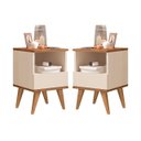 Ver imagem 1 de Kit 2 Mesas de Cabeceira Marilia Pés Palito Várias Cores: Off white / Nature