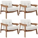 Ver imagem 1 de Kit 04 Poltronas Decorativa Fixa para Sala Living Ikary L02 Canela Prime Bouclê Branco - Lyam Decor