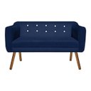 Ver imagem 4 de Kit Namoradeira 02 Lugares e 01 Poltrona Giratória Julia Suede com Strass - D'Rossi - Azul Marinho