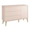 Quarto de Bebê Theo 3 Portas Rosa com Pés Madeira Natural – Reller - 4