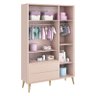 Quarto de Bebê Theo 3 Portas Rosa com Pés Madeira Natural – Reller - 3