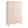 Quarto de Bebê Theo 3 Portas Rosa com Pés Madeira Natural – Reller - 2