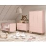 Quarto de Bebê Theo 3 Portas Rosa com Pés Madeira Natural – Reller - 7
