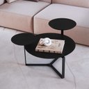 Ver imagem 1 de Mesa de Centro Industrial Chanfrada Artesano 83 Cm (larg) 3 Tampos Mdp Nero (preto) Pé Aço Preto