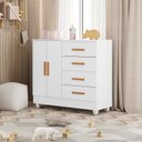 Ver imagem 1 de Cômoda Infantil 4 Gavetas 2 Porta MDP 12cm Pintura UV Corrediças Metálicas Lite Branco