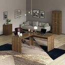 Ver imagem 7 de Kit para Escritório com Mesa em L Armário 2 Portas e Balcão MDP Nogal Tecno Mobili