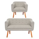 Ver imagem 1 de Kit Namoradeira 2 Lugares e 01 Poltrona Julia Linho - D'Rossi - Fino Bege A27