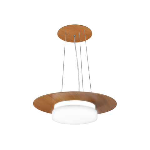 Pendente de Madeira Saturno Vidro Imola 45 cm Madeluz Pendente Saturno Imola 45Cm Freijó/Branco