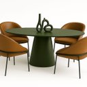 Ver imagem 3 de Mesa de Jantar Cone Oval 137x90 Cm Laca Verde Musgo