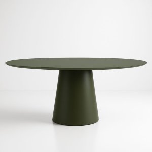 Mesa de Jantar Cone Oval 137x90 Cm Laca Verde Musgo