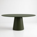 Ver imagem 1 de Mesa de Jantar Cone Oval 137x90 Cm Laca Verde Musgo