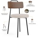 Ver imagem 4 de Cadeira Decorativa Estofada Para Sala De Jantar Barcelona L02 Couríssimo Marrom Linho Bege - Lyam