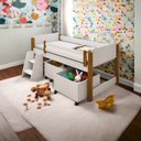 Ver imagem 1 de Cama Paty Branco/Mel c/ Colchão, 02 Nichos e Escadinha