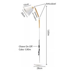 Luminária Coluna de Piso Orion P/ Sala Escritório Mesa GMH Branco - 3