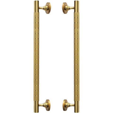 Puxador Duplo Chamonix 550mm Dourado para Porta Pivotante, Correr Vidro