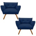 Ver imagem 1 de Kit 2 Poltrona Decorativa Anitta Suede - D'Rossi - Azul Marinho