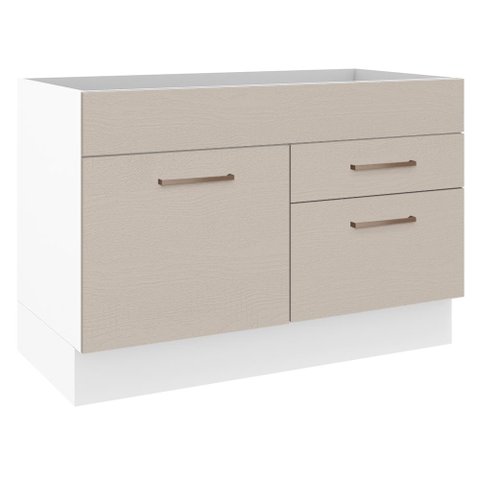 Balcão Gabinete de Pia 1 Porta e 2 Gavetas Branco/crema Agata Madesa