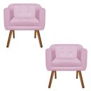 Ver imagem 1 de Kit 2 Poltronas Júlia Suede com Strass - D'Rossi - Rosa Bebê