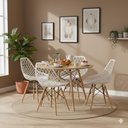 Ver imagem 1 de Conjunto Mesa Redonda Eames Madeira 90cm + 4 Cadeiras Kaila Dsw Sala Cozinha Jantar La Mobilia