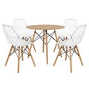 Ver imagem 2 de Conjunto Mesa Redonda Eames Madeira 90cm + 4 Cadeiras Kaila Dsw Sala Cozinha Jantar La Mobilia