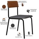Ver imagem 4 de Kit 08 Cadeiras Estofada para Sala de Jantar Sense Preto C01 Linho Cinza Claro Courino Caramelo -