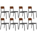 Ver imagem 1 de Kit 08 Cadeiras Estofada para Sala de Jantar Sense Preto C01 Linho Cinza Claro Courino Caramelo -