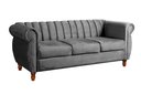 Ver imagem 2 de Sofá Chesterfield Realeza 3 Lugares Decoração Retrô - Suede Cinza Grafite