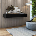 Ver imagem 3 de Aparador Eros 110 Suspenso com 2 Gavetas Estilo Minimalista para Sala Estar ou Escritório:preto