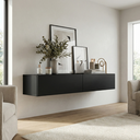 Ver imagem 2 de Aparador Eros 110 Suspenso com 2 Gavetas Estilo Minimalista para Sala Estar ou Escritório:preto