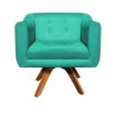 Ver imagem 3 de Kit 2 Poltronas Giratória Julia Suede Base Madeira - D'Rossi - Verde Tiffany