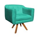 Ver imagem 2 de Kit 2 Poltronas Giratória Julia Suede Base Madeira - D'Rossi - Verde Tiffany