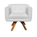 Ver imagem 3 de Kit 2 Poltronas Giratória Julia Suede Base Madeira - D'Rossi - Branco