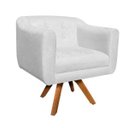 Ver imagem 2 de Kit 2 Poltronas Giratória Julia Suede Base Madeira - D'Rossi - Branco