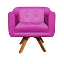 Ver imagem 3 de Kit 2 Poltronas Giratória Julia Suede Base Madeira - D'Rossi - Pink
