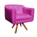 Ver imagem 2 de Kit 2 Poltronas Giratória Julia Suede Base Madeira - D'Rossi - Pink
