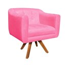 Ver imagem 2 de Kit 2 Poltronas Giratória Julia Suede Base Madeira - D'Rossi - Rosa Barbie