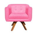 Ver imagem 3 de Kit 2 Poltronas Giratória Julia Suede Base Madeira - D'Rossi - Rosa Barbie