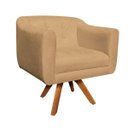 Ver imagem 2 de Kit 2 Poltronas Giratória Julia Suede Base Madeira - D'Rossi - Caramelo Sisal
