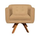 Ver imagem 3 de Kit 2 Poltronas Giratória Julia Suede Base Madeira - D'Rossi - Caramelo Sisal