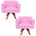 Ver imagem 1 de Kit 2 Poltronas Giratória Julia Linho - D'Rossi - Rosa Chiclete A08