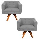 Ver imagem 1 de Kit 2 Poltronas Giratória Julia Linho - D'Rossi - Cinza A26
