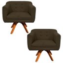 Ver imagem 1 de Kit 2 Poltronas Giratória Julia Linho - D'Rossi - Marrom A78