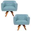 Ver imagem 1 de Kit 2 Poltronas Giratória Julia Linho com Strass - D'Rossi - Azul Nuvem A07