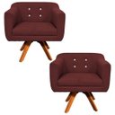 Ver imagem 1 de Kit 2 Poltronas Giratória Julia Linho com Strass - D'Rossi - Bordô A48