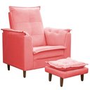 Ver imagem 6 de Poltrona de Amamentação Lara Reclinável com Puff Suede Rosa 71cm