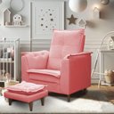 Ver imagem 1 de Poltrona de Amamentação Lara Reclinável com Puff Suede Rosa 71cm