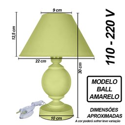 Abajur Infantil Ball Menina Menino Luminária para Quarto de Bebê Amarelo Claro - 2