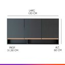 Ver imagem 3 de Armário de Cozinha Aéreo Itália 120 Cm 3 Portas Nicho Mdp Preto 0451 Prime