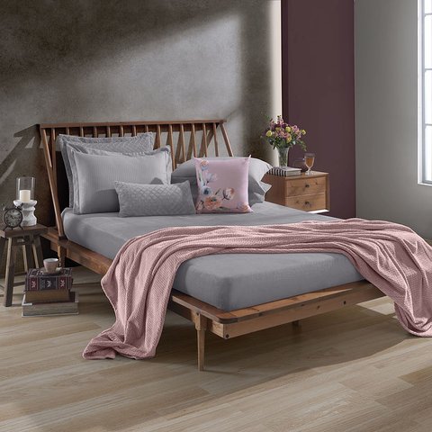 Lençol Solteiro Plush Inove Liso 88x188 cm Cinza Cromo Hedrons